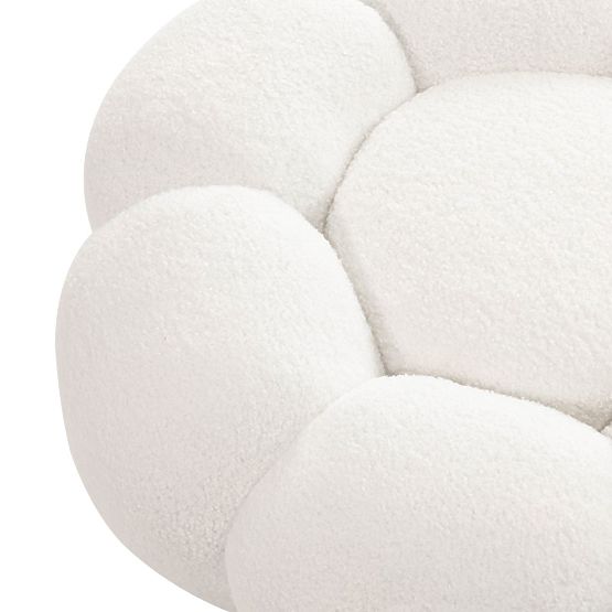Pouf Perugia, bianco, bouclé, forme arrotondate