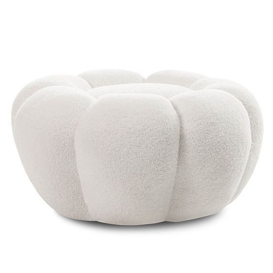 Pouf Perugia, bianco, bouclé, forme arrotondate