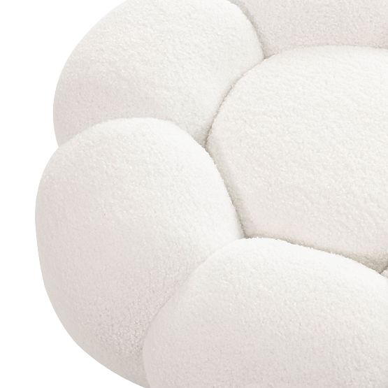 Pouf Perugia, bianco, bouclé, forme arrotondate