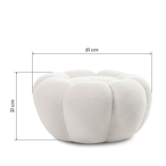 Pouf Perugia, bianco, bouclé, forme arrotondate