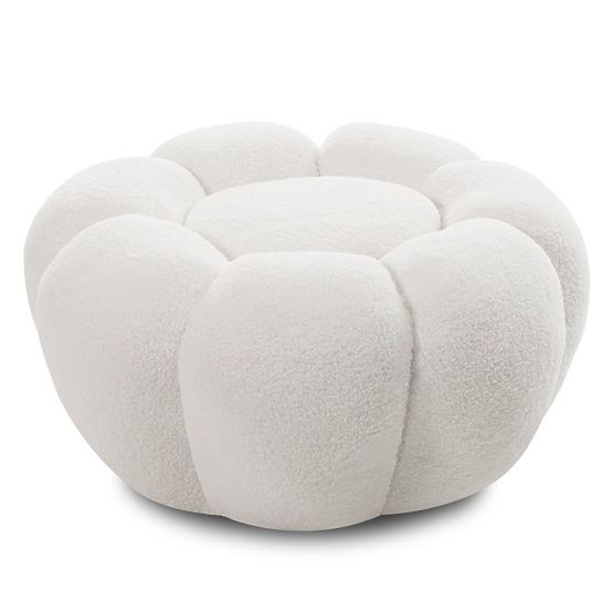 Pouf Perugia, bianco, bouclé, forme arrotondate