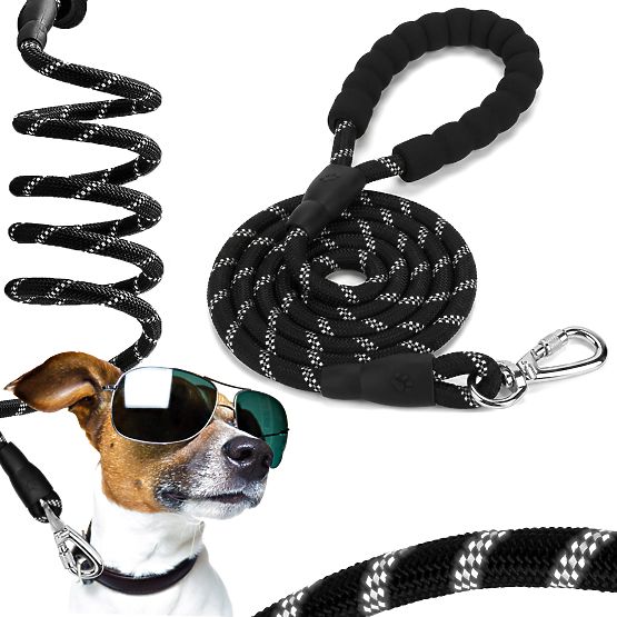 Robusto guinzaglio riflettente da addestramento per cani KOBE 3m nero