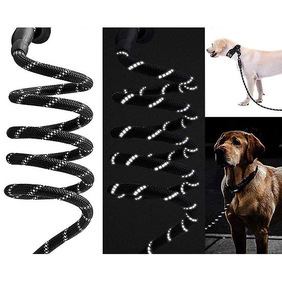 Robusto guinzaglio riflettente da addestramento per cani KOBE 3m nero
