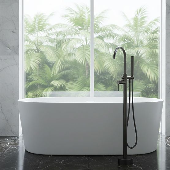 Rubinetto da pavimento per vasca Rea Lungo Titanio