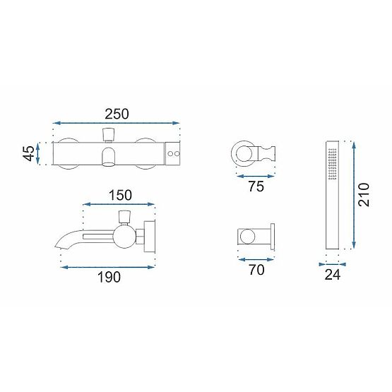 Rubinetto per vasca Rea Lungo Rame