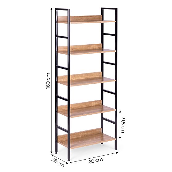 Scaffale alto loft 5 ripiani metallo MDF ModernHome