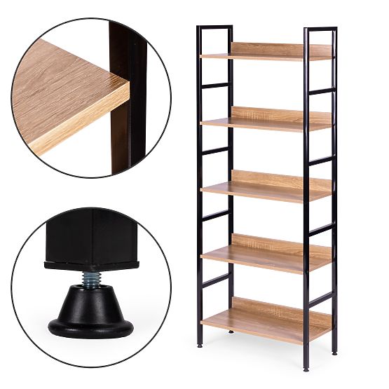Scaffale alto loft 5 ripiani metallo MDF ModernHome