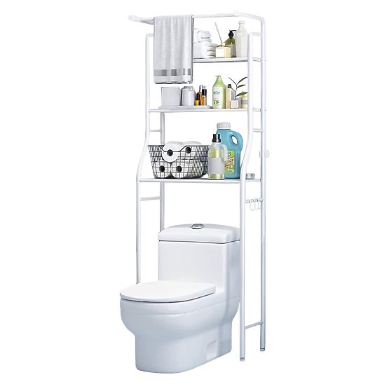 Alto scaffale WC per bagno sopra il WC 3 ripiani struttura in alluminio