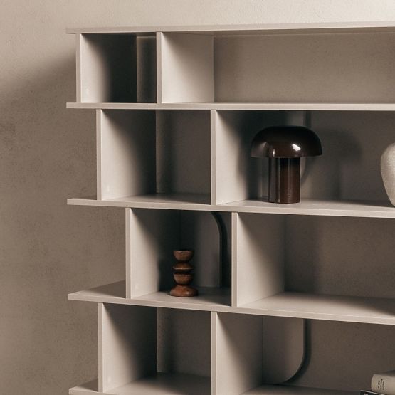 Scaffale alto Rangali, color cashmere, arrotondato