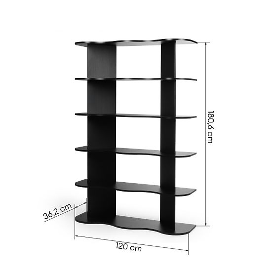 Scaffale alto Rheo, nero, ondulato