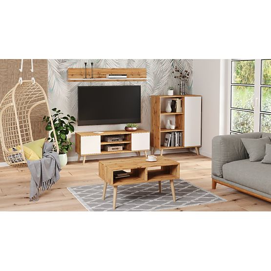 Scaffale armadio Fondi rovere craft dorato - bianco, stile scandinavo