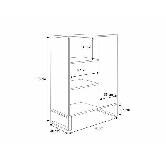 Scaffale armadio Fondi rovere craft dorato - nero, stile loft