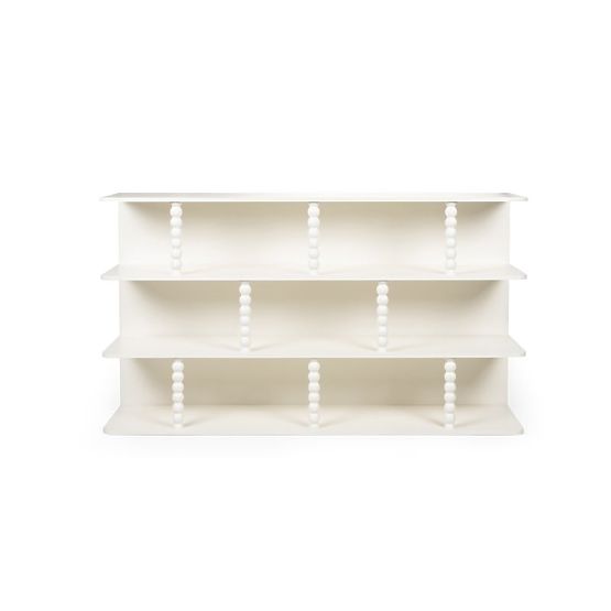 Scaffale basso Perla, bianco, supporti a sfera