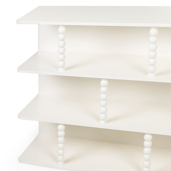 Scaffale basso Perla, bianco, supporti a sfera