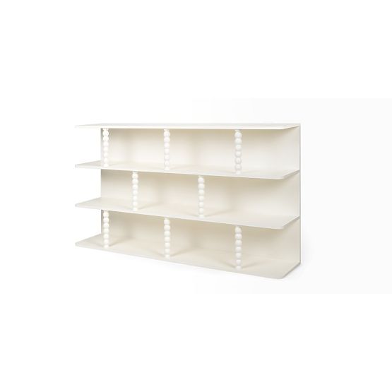 Scaffale basso Perla, bianco, supporti a sfera