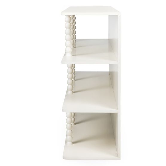 Scaffale basso Perla, bianco, supporti a sfera