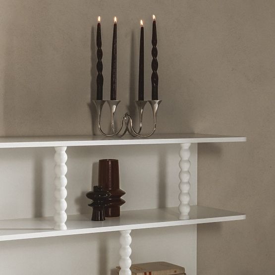 Scaffale basso Perla, bianco, supporti a sfera