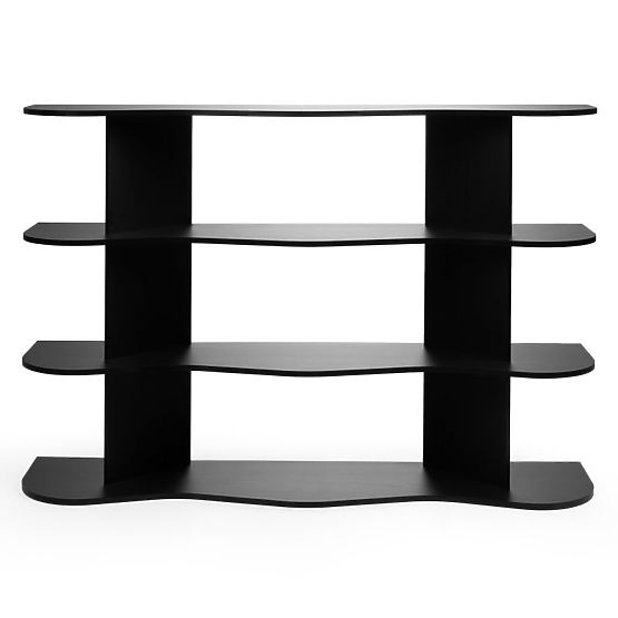 Scaffale basso Rheo, nero, ondulato