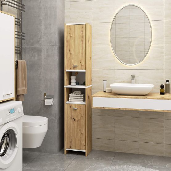 SCAFFALE DA BAGNO BETI 2D 2W ROVERE ARTIGIANO BIANCO