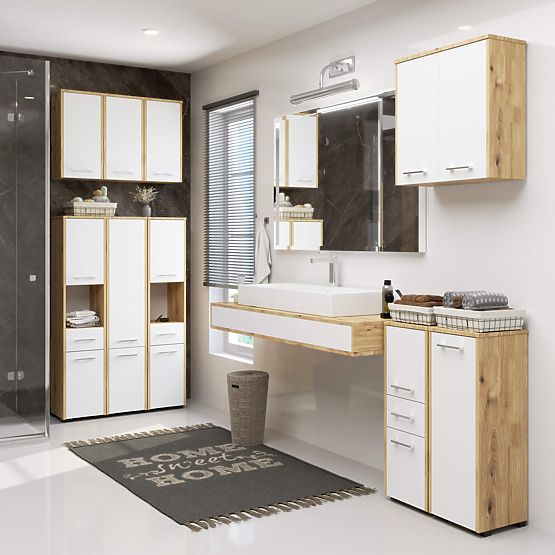SCAFFALE DA BAGNO BETI 2D 2W ROVERE ARTIGIANO BIANCO