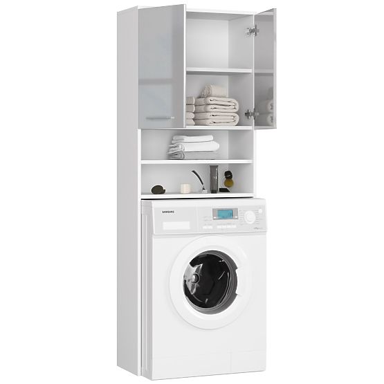 SCAFFALE DA BAGNO FIN SOPRA LAVATRICE BIANCO / LUCIDO METALLICO