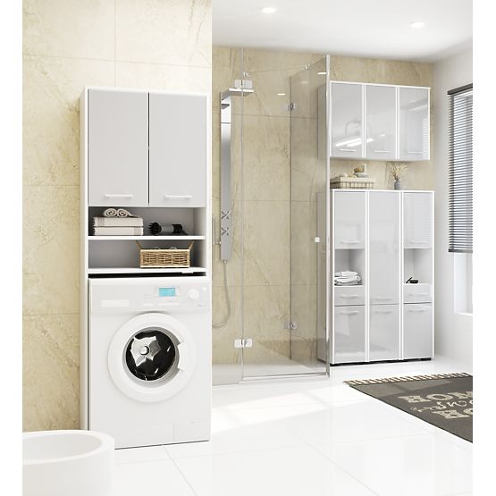 SCAFFALE DA BAGNO FIN SOPRA LAVATRICE BIANCO / LUCIDO METALLICO