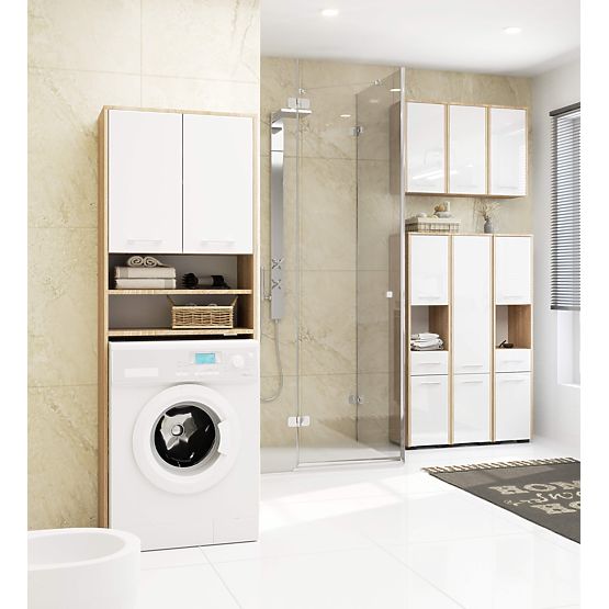 SCAFFALE DA BAGNO FIN SOPRA LAVATRICE ROVERE SONOMA / LUCIDO BIANCO
