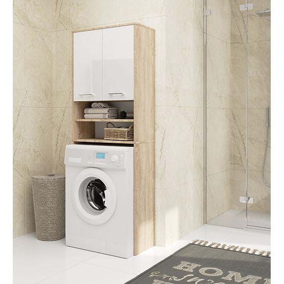 SCAFFALE DA BAGNO FIN SOPRA LAVATRICE ROVERE SONOMA / LUCIDO BIANCO