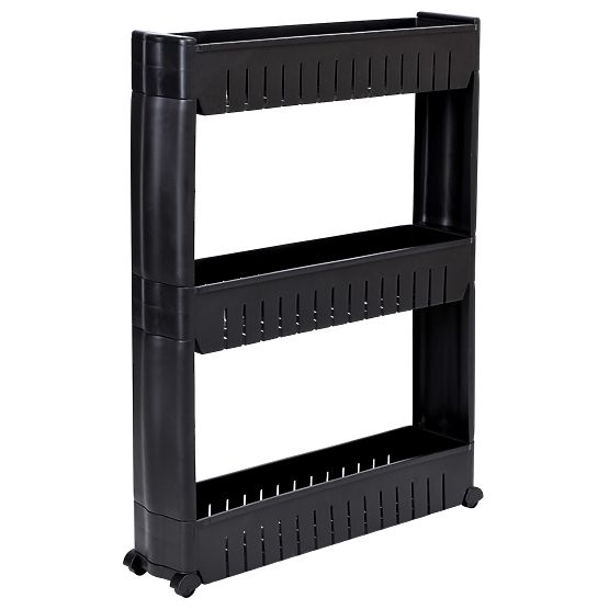 Scaffale da cucina e bagno nero 3 livelli Leira