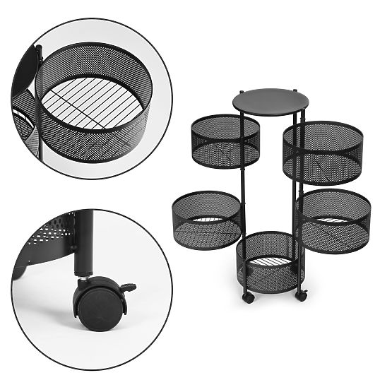 Scaffale da cucina organizzatore assistente ripiani girevoli 5 livelli metallo ModernHome