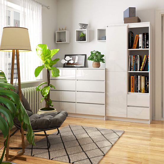 Scaffale da ufficio R 80 cm CLP R11 PK BIANCO / BIANCO LUCIDO