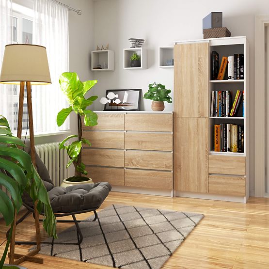 SCAFFALE DA UFFICIO R 80 cm CLP R11 PK BIANCO / SONOMA