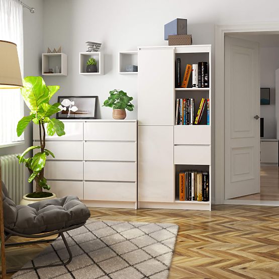 SCAFFALE DA UFFICIO R 80 cm CLP R15 PK BIANCO / LUCIDO BIANCO