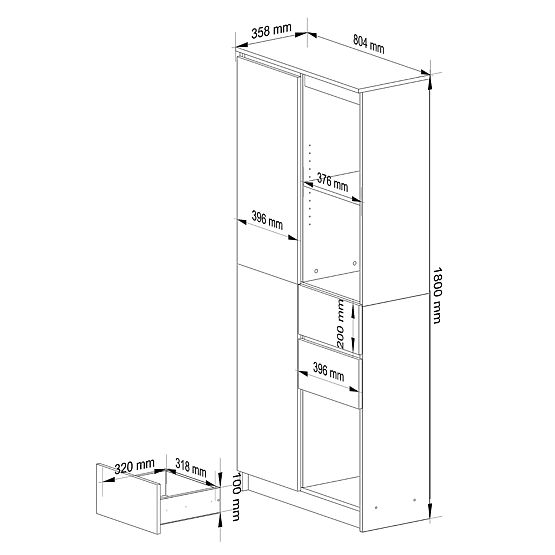 SCAFFALE DA UFFICIO R 80 cm CLP R15 PK BIANCO / LUCIDO BIANCO