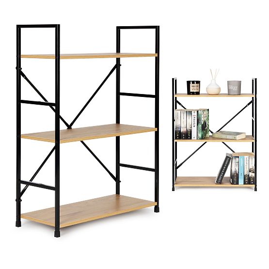 Scaffale in legno con struttura in metallo LOFT largo 3 ripiani