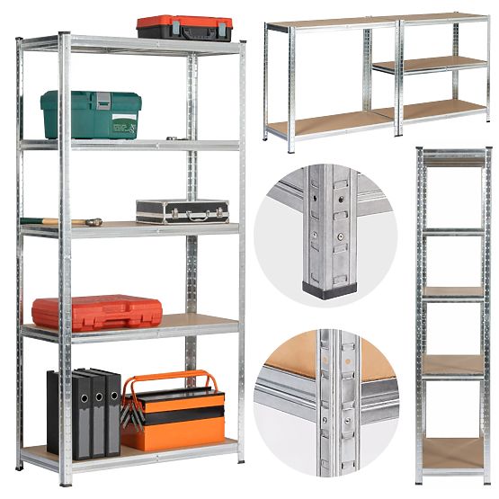 SCAFFALE IN METALLO 90x40x180 ARGENTO