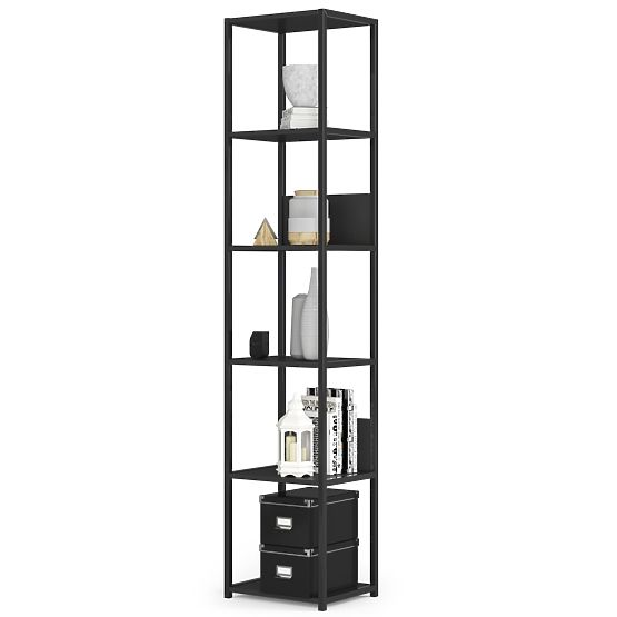 Scaffale loft in metallo 40 cm - nero-nero - 6 ripiani