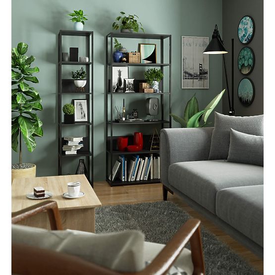 Scaffale loft in metallo 40 cm - nero-nero - 6 ripiani
