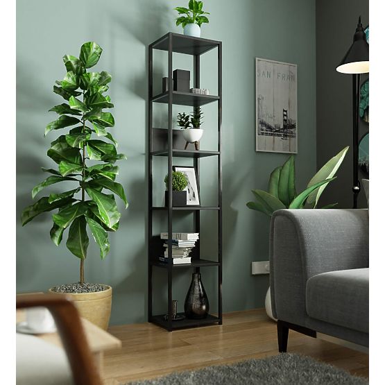 Scaffale loft in metallo 40 cm - nero-nero - 6 ripiani
