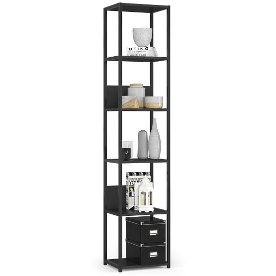 Scaffale loft in metallo 40 cm - nero-nero - 6 ripiani