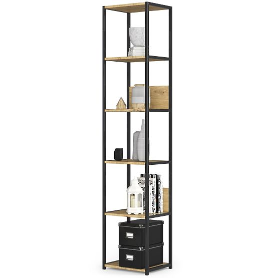 Scaffale loft in metallo 40 cm - nero-rovere artisan - 6 ripiani
