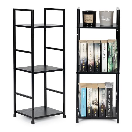 Scaffale moderno in legno con struttura in metallo LOFT 3 ripiani nero