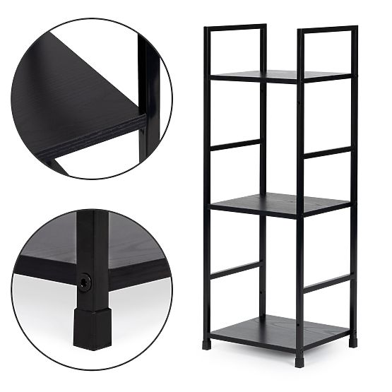 Scaffale moderno in legno con struttura in metallo LOFT 3 ripiani nero