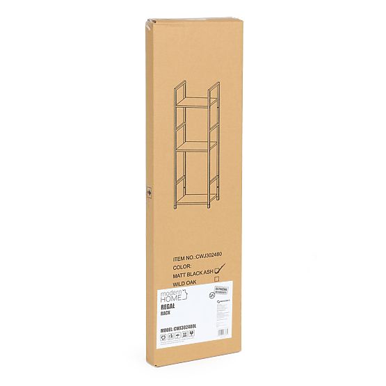 Scaffale moderno in legno con struttura in metallo LOFT 3 ripiani nero