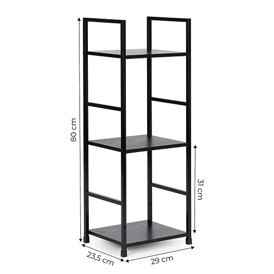 Scaffale moderno in legno con struttura in metallo LOFT 3 ripiani nero
