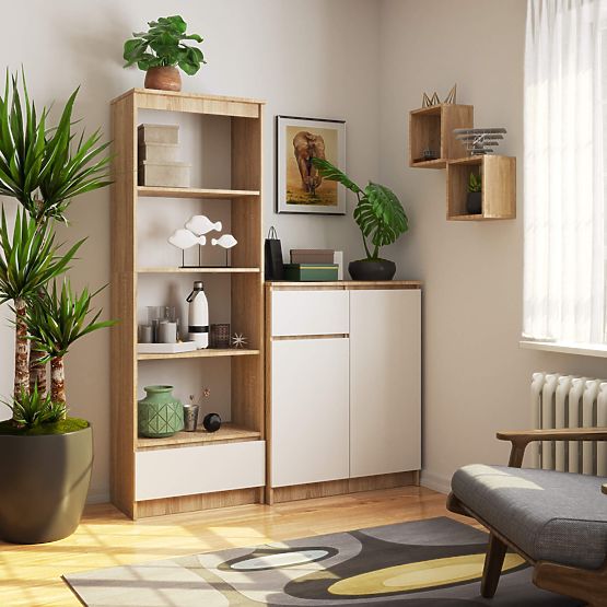 SCAFFALE R60 1SZ 4P CLP PK ROVERE SONOMA / BIANCO