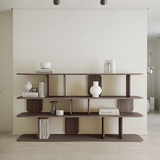 Scaffale Tulumo 200 cm, arrotondato, Noce Villa