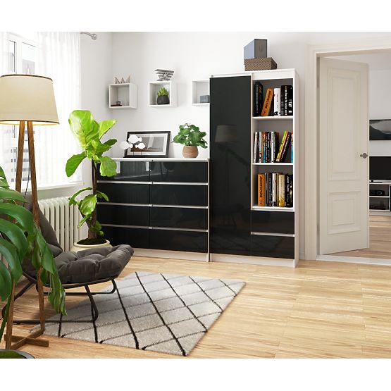 SCAFFALE UFFICIO R 80 cm CLP R11 BIANCO / GRAFITE LUCIDO