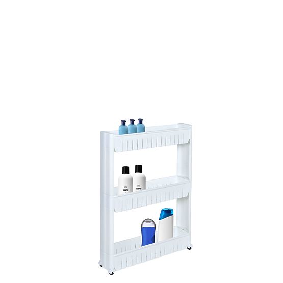 Scaffali da bagno su ruote bianchi a 3 livelli Leira