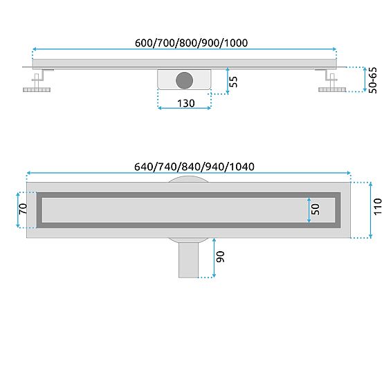 Scarico lineare REA Neox per rame spazzolato 70